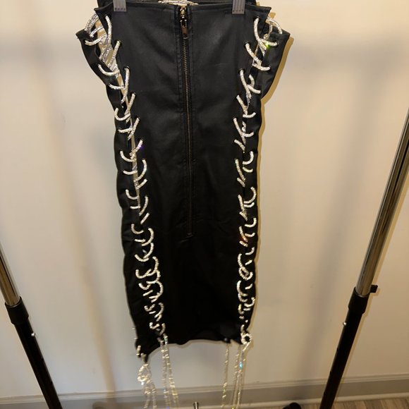 Akira Strapless Lace Up Dress with Rhinestones - Picture 3 of 4